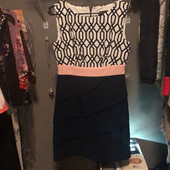 White navy blush midi dress - Picture 1 of 2